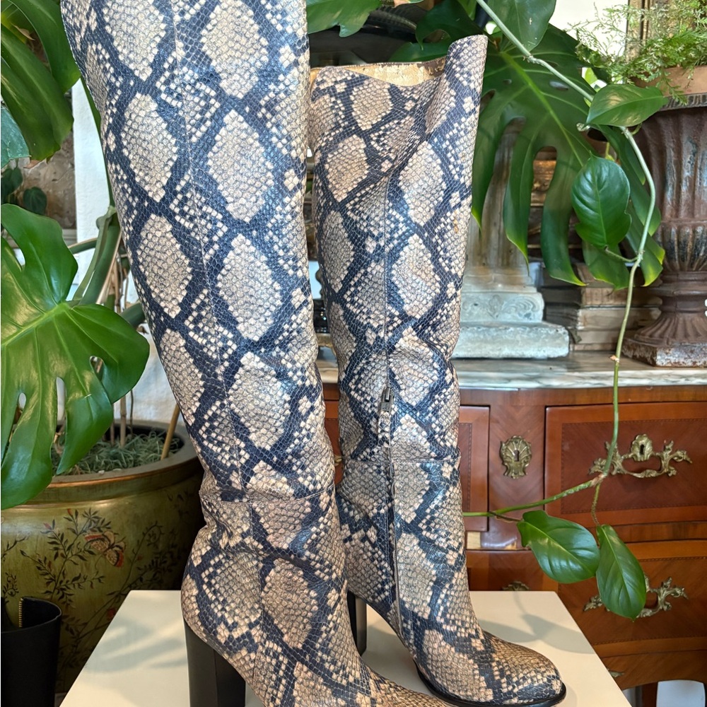 Sam Edelman Python Print Knee-High Boots Size 9 - image 5